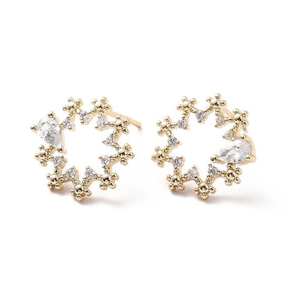 Aretes de estrella con circonitas cúbicas transparentes, joyas de latón para mujer, sin plomo, cadmio, níquel