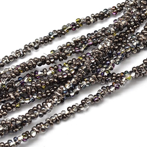 Половина покрытием кости стеклянной бусины пряди, 3x6 мм, отверстие : 1 мм, около 180 шт / нитка, 20 дюйм