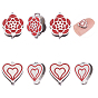 8Pcs 2 Style 304 Stainless Steel Snap on Bails, with Enamel, Plum Blossom & Heart, Red