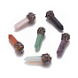 Gemstone Big Pointed Pendants, with Brass Findings, Bullet, Red Copper