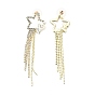 Clear Cubic Zirconia & Crystal Rhinestone Long Dangle Stud Earrings, Brass Earrings with 925 Sterling Silver Pins for Women