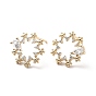 Aretes de estrella con circonitas cúbicas transparentes, joyas de latón para mujer, sin plomo, cadmio, níquel