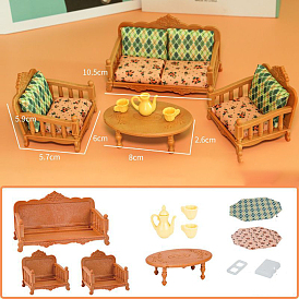 Plastic Miniature Sofa Couch Furnitures, for Dollhouse Decor