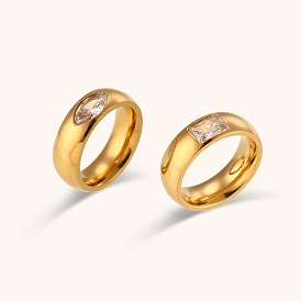 Minimalist Zirconia Circle Ring - Stainless Steel 18K Plated Jewelry