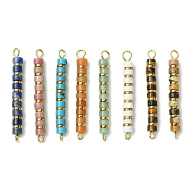 8 шт. 8 стили натуральные смешанные драгоценные камни и гальванизированный синтетический немагнитный гематит хейши бусины соединительные подвески, с 304 двойными петлями из нержавеющей стали