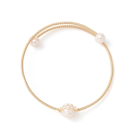 Bracelet manchette en perles naturelles, bijoux en fil de cuivre français