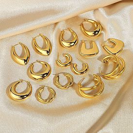 Chic Stainless Steel Hoop Earrings for Women - Elegant and Versatile Ear Cuffs