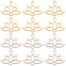 24 шт. 2 цвета 201 подвески из нержавеющей стали, лазерная резка, полый, лотос