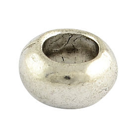 Granos europeos rondelle estilo tibetano, abalorios de grande agujero, sin plomo y cadmio, 5.5x9.5 mm, Agujero: 5 mm, sobre 840 unidades / 1000 g
