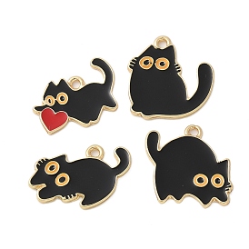 Подвески из эмали и сплава, золотые, кошачье очарование