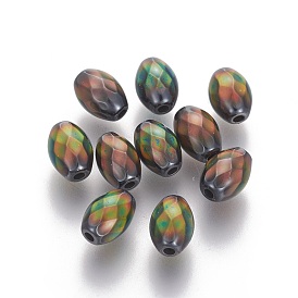 Non-magnétiques perles synthétiques d'hématite, ovale, perles d'humeur changeantes de couleur mirage
