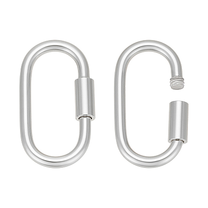 2шт. 925 Карабин с фиксатором из стерлингового серебра, овальные