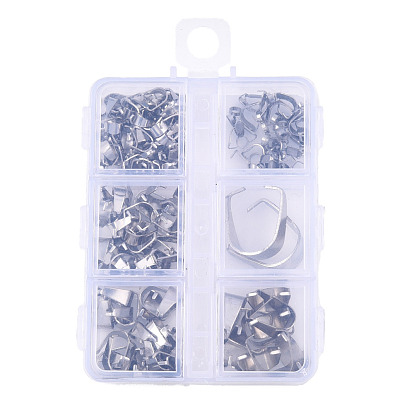 6 Styles 201 Stainless Steel & 304 Stainless Steel Snap On Bails, with Clear Rectangle 6 Compartments Polypropylene(PP) Bead Storage Container