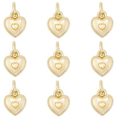10 латунные подвески шт., сердце прелести, с целью перехода в кольце