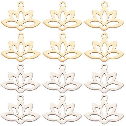 24 шт. 2 цвета 201 подвески из нержавеющей стали, лазерная резка, полый, лотос