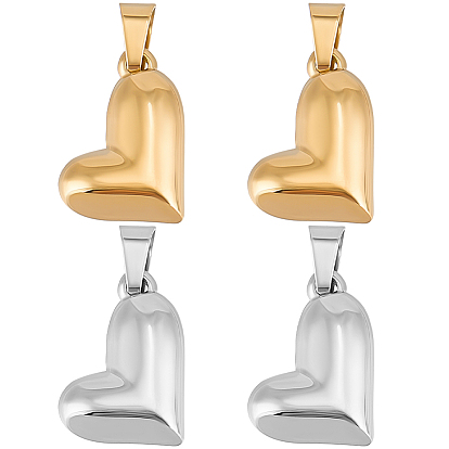 4 шт. 2 цвета ко дню святого валентина 304 подвески из нержавеющей стали, надутое сердце