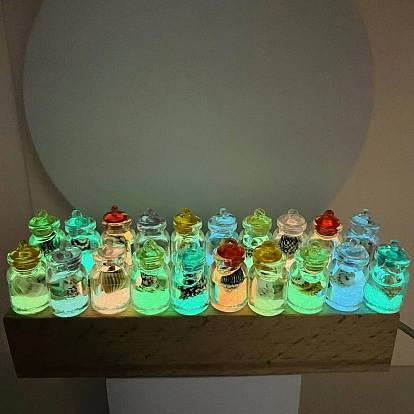 Luminous Glow in the Dark Glass Wishing Bottle Pendants, Conch Drifting Mini Bottle Charms