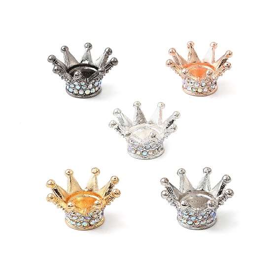 Бусины из сплава со стразами в форме короны, центральные бусины для ручек с бусинами, брелки и украшения