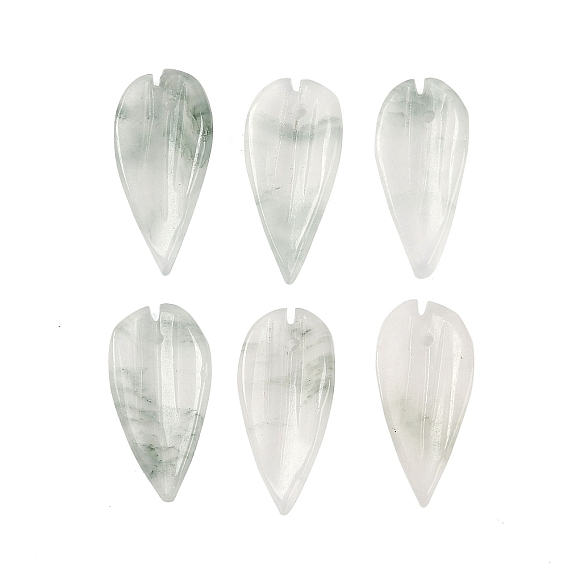 Природного нефрита подвески, резные подвески из листьев