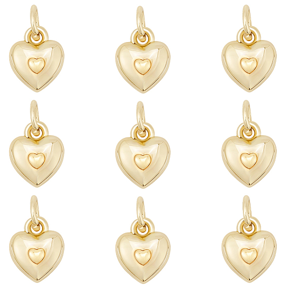 10 латунные подвески шт., сердце прелести, с целью перехода в кольце