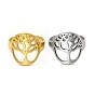 Tree of Life 201 Stainless Steel Finger Rings, Hollow Out Wide Band Rings for Women