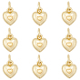 10 латунные подвески шт., сердце прелести, с целью перехода в кольце