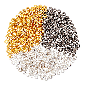 450Pcs 3 Colors Brass Spacer Beads, Cadmium Free & Lead Free, Rondelle