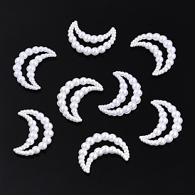 ABS Plastic Imitation Pearl Linking Rings, Crescent Moon