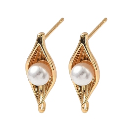 Латунные серьги, с ABS имитации жемчуга, глаз, без никеля , с петлей