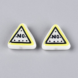 Печатные непрозрачные бусины из смолы, треугольник со словом нет