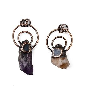 Большие подвески из натурального кианита и самородков драгоценных камней, с кольца прыжок из латуни, без кадмия и без свинца, Красная медь