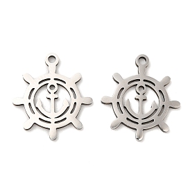 316L Surgical Stainless Steel Pendants, Laser Cut, Helm with Anchor Charm