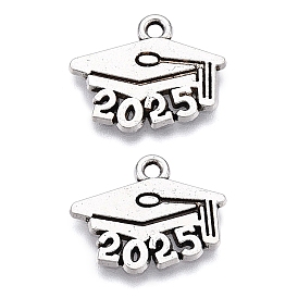 Pendentifs en alliage de style tibétain, graduation trencher cap avec le numéro 2025