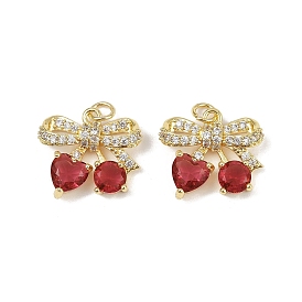 Латунные микро проложить кубического циркония подвески, вишня, со стеклом, без свинца и без кадмия, долговечный, стойки покрытие, с целью перехода в кольце