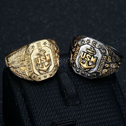 304 из нержавеющей стали кольца палец для мужчин, якорь и голова орла