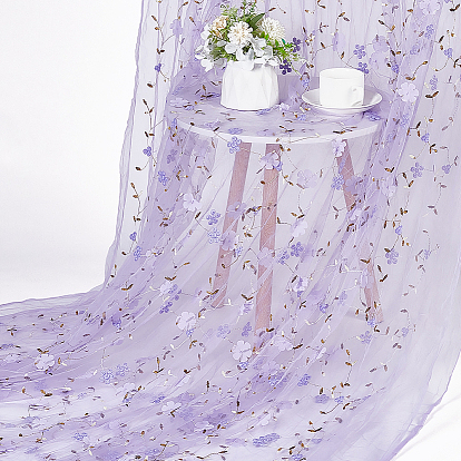 Polyester Embroidered Mesh Fabrics, Flower Pattern