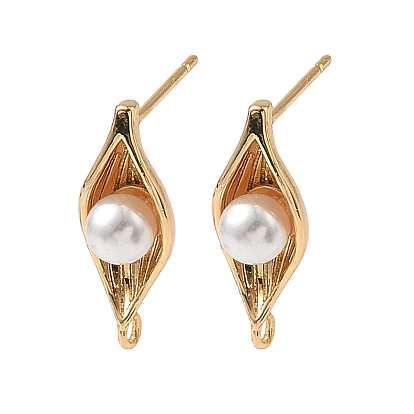 Латунные серьги, с ABS имитации жемчуга, глаз, без никеля , с петлей