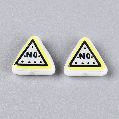 Печатные непрозрачные бусины из смолы, треугольник со словом нет