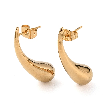Ion Plating(IP) 304 Stainless Steel Teardrop Stud Earrings for Women