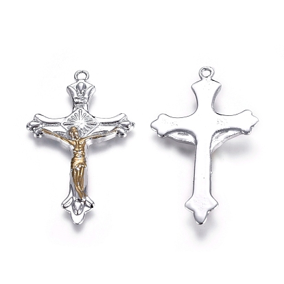 Alloy Crucifix Cross Pendants, For Easter, 41x25x3.5mm, Hole: 2mm