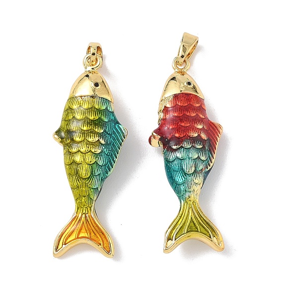 Латунь эмаль подвески, рыбы прелести, золотые