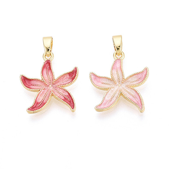 Латунь с эмалевыми подвесками, прелести морская звезда, реальный 18 k позолоченный