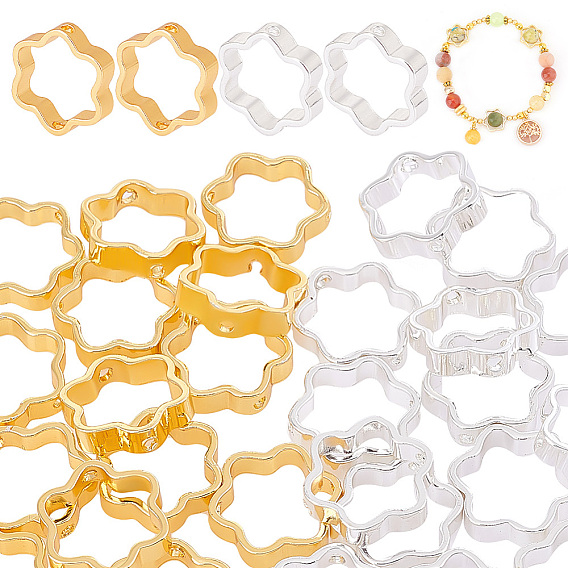 40шт 2 цвета стойка покрытие латунные бусины рамки, долговечный, цветок