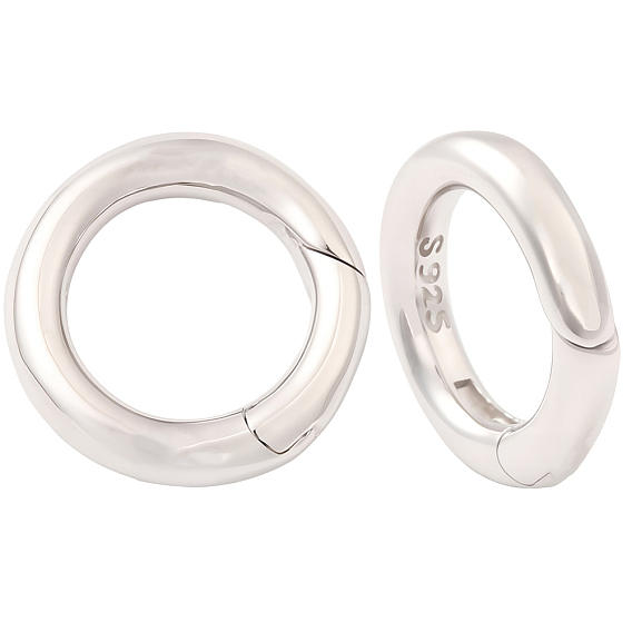 2 шт. 925 пружинные затворные кольца из стерлинговой стали, круглое кольцо со штампом 925