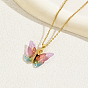 Plastic Butterfly Pendant Necklace with Golden Stainless Steel Chains