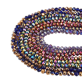 8 пряди 4 цвета гальванических стеклянных бусин пряди, рондель, граненые
