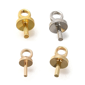 Brass Cup Pearl Peg Bails Pin Pendants, for Half Drilled Beads, Long-Lasting Plated