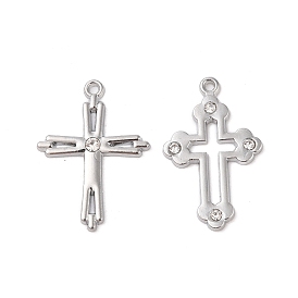 Alloy with Rhinestone Pendants, Cross Charms