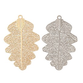 Long-Lasting Plated Brass Filigree Pendants, Leaf Charm