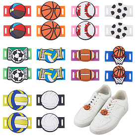 20Pcs 10 Styles Sports Ball PVC Detachable Shoelace Decorative Buckle
